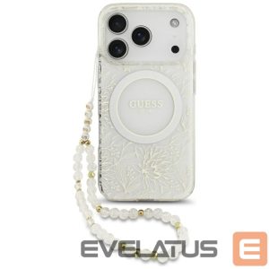 Другие товары Guess  Guess IML Flowers Electro Pearl Strap MagSafe Case for iPhone 17 Pro - White 