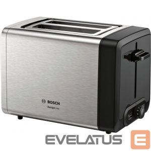 Тостер Bosch  DesignLine Toaster TAT4P420 Power 970 W, Number of slots 2, Housing material Stainless Steel, Stainless steel/Black 