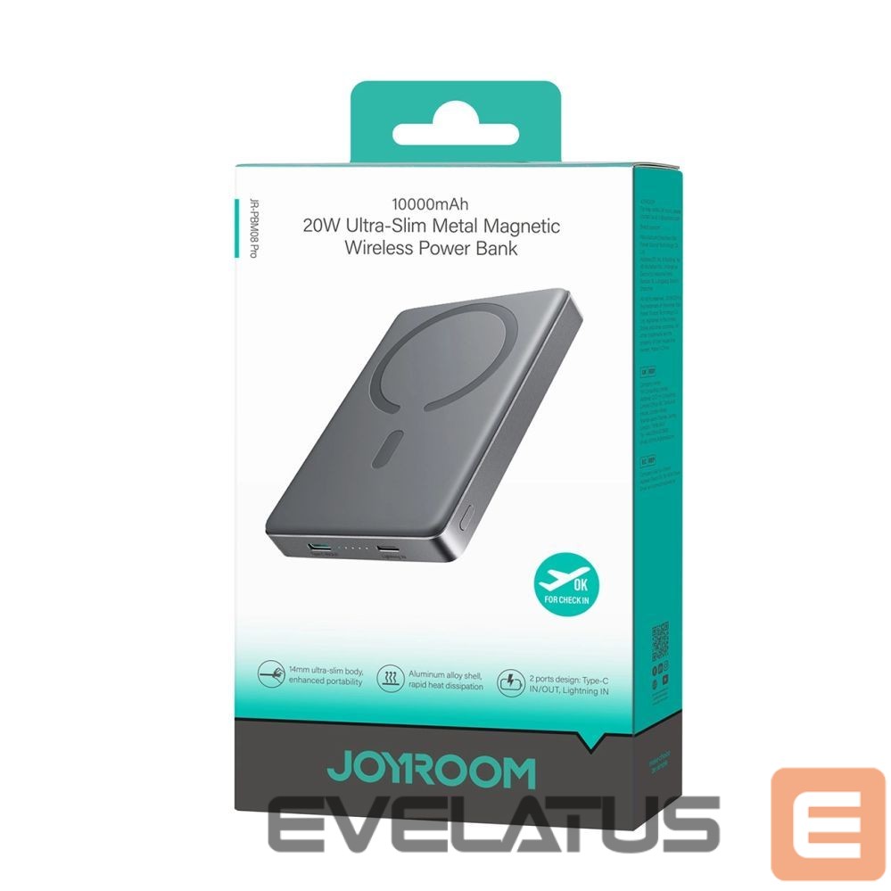 Внешний аккумулятор Joyroom 20W Metal Magnetic Wireless Power Bank 10000mAh Gray