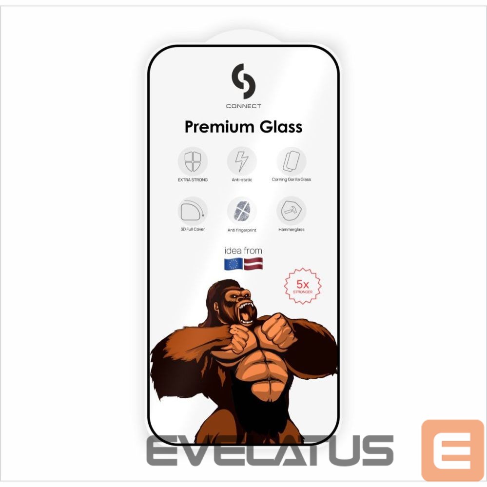 Защитное стекло Connect Samsung Galaxy S26 Edge / S26 Plus Corning Gorilla Glass Anti-Static 3D Full Cover 5X Stronger Black