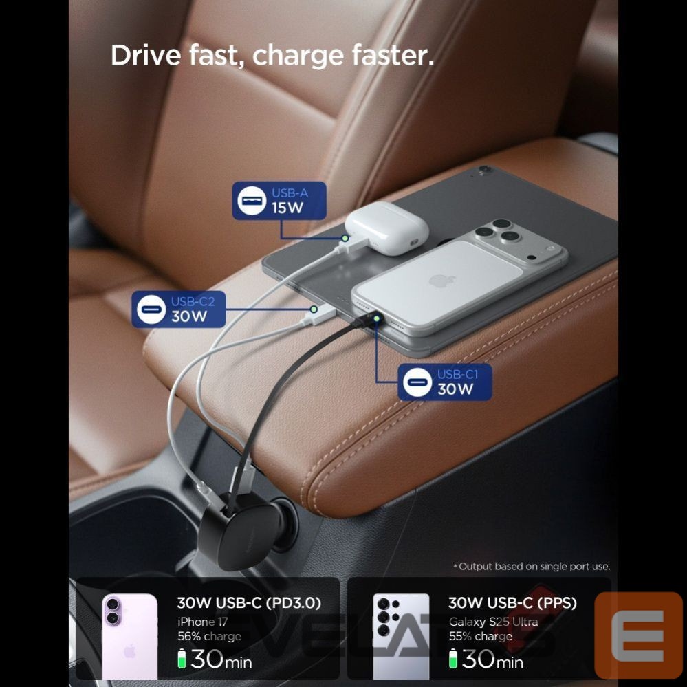 Другие товары Spigen Spigen EV603BT 60W Car Charger - Black