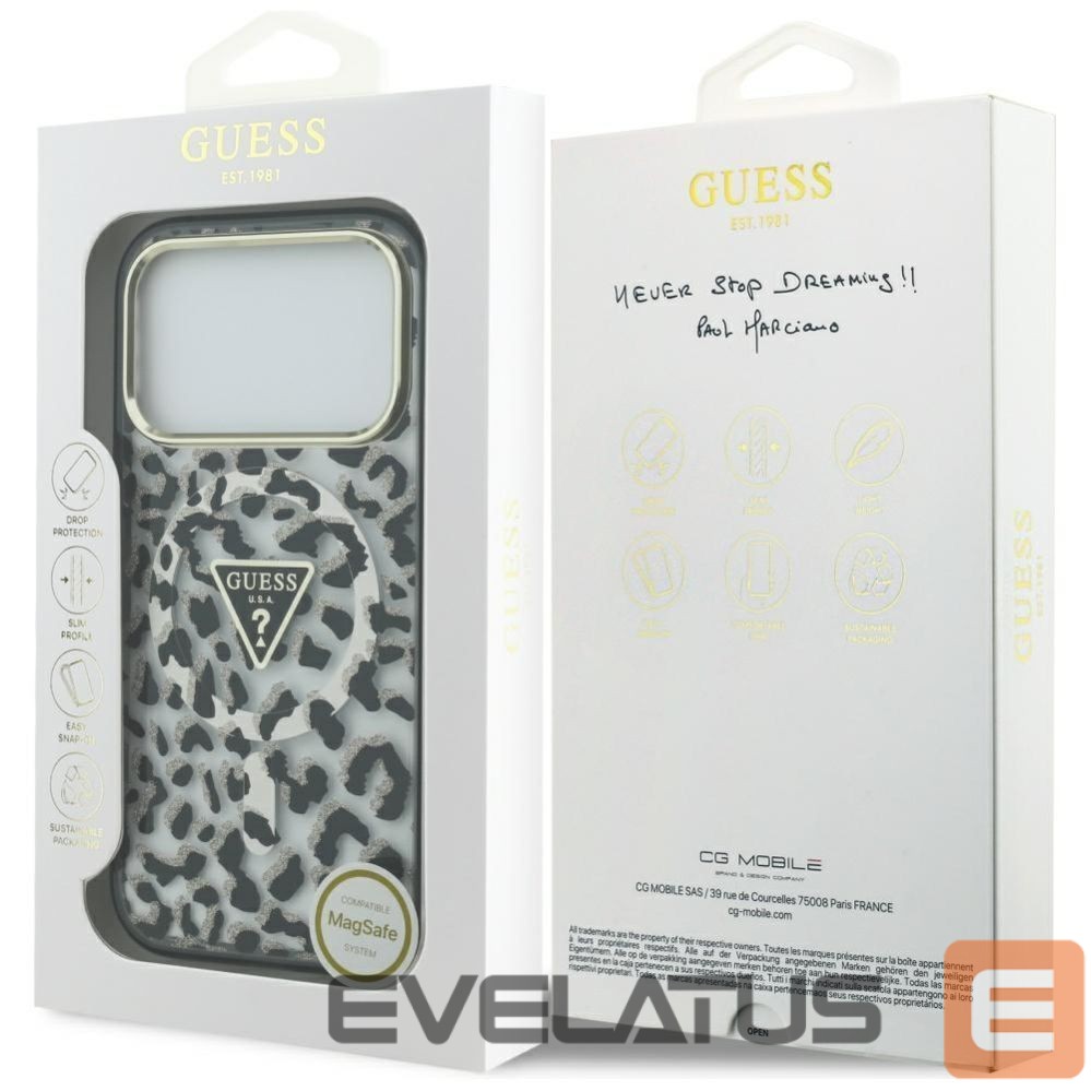 Другие товары Guess Guess Leopard Glitter MagSafe Case for iPhone 17 Pro Max - Black
