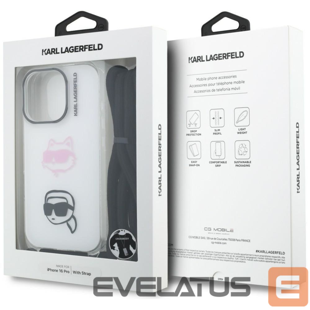 Другие товары Karl Lagerfeld Karl Lagerfeld IML Crossbody Karl&Choupette Head Case for iPhone 16 Pro - White