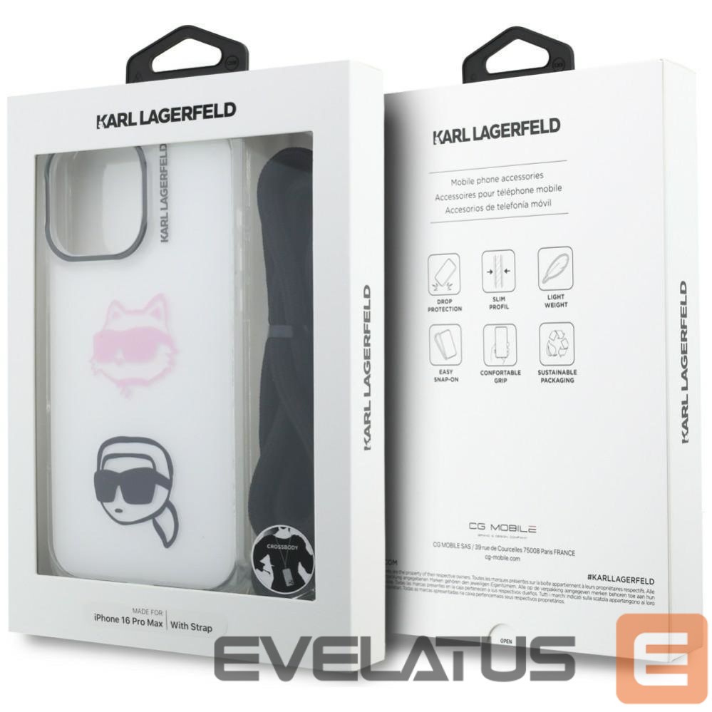 Другие товары Karl Lagerfeld Karl Lagerfeld IML Crossbody Karl&Choupette Head Case for iPhone 16 Pro Max - White