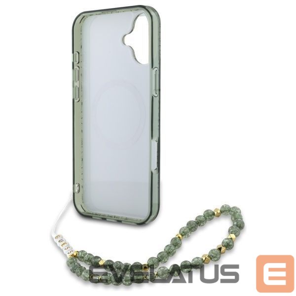 Другие товары Guess Guess IML Flowers Allover Electro With Pearl Strap MagSafe case for iPhone 16 - green