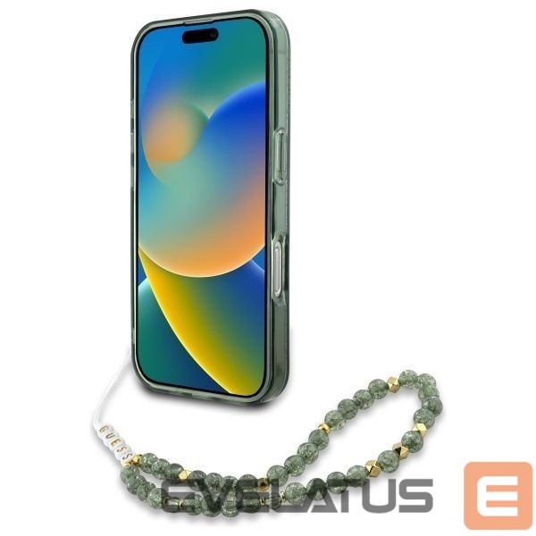 Другие товары Guess Guess IML Flowers Allover Electro With Pearl Strap MagSafe case for iPhone 16 - green
