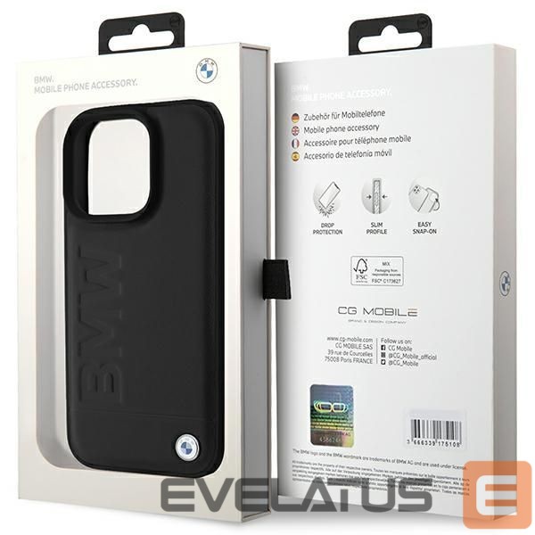Другие товары BMW BMW Leather Hot Stamp iPhone 16 Pro Case - Black
