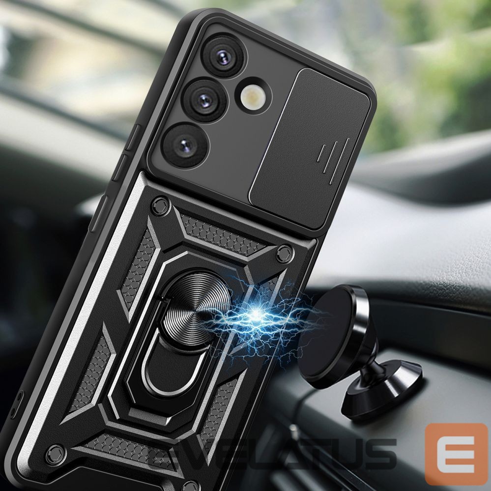 Другие товары Hurtel Hybrid Armor Camshield with Camera Cover and Metal Ring for Samsung Galaxy S25+ - Black