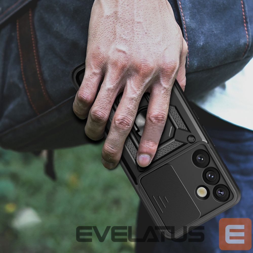 Другие товары Hurtel Hybrid Armor Camshield with Camera Cover and Metal Ring for Samsung Galaxy S25+ - Black