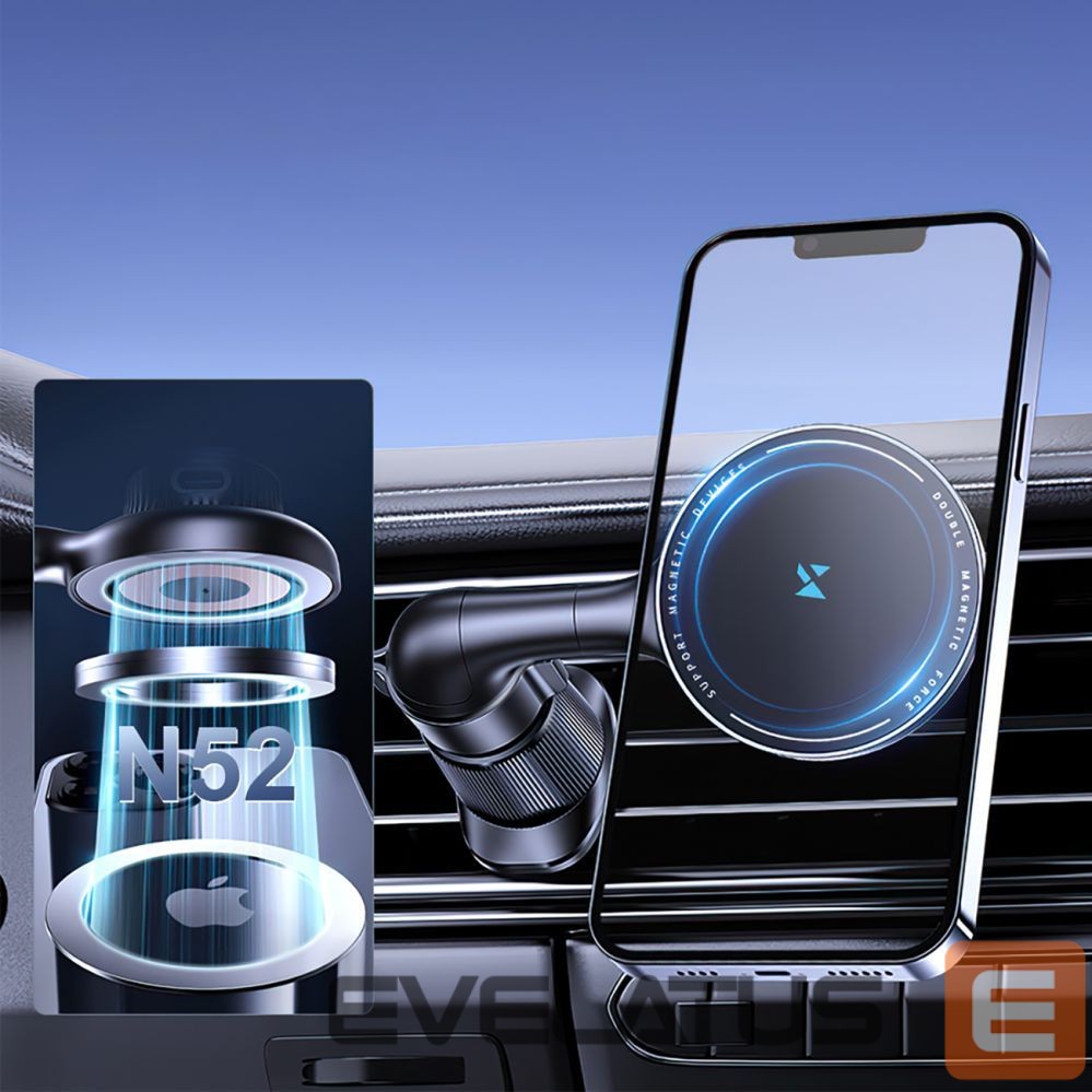 Чехлы Wozinsky Wozinsky WCT5-6S4Y Car Holder with Qi/MagSafe 15W Inductive Charger for Air Vent - Black