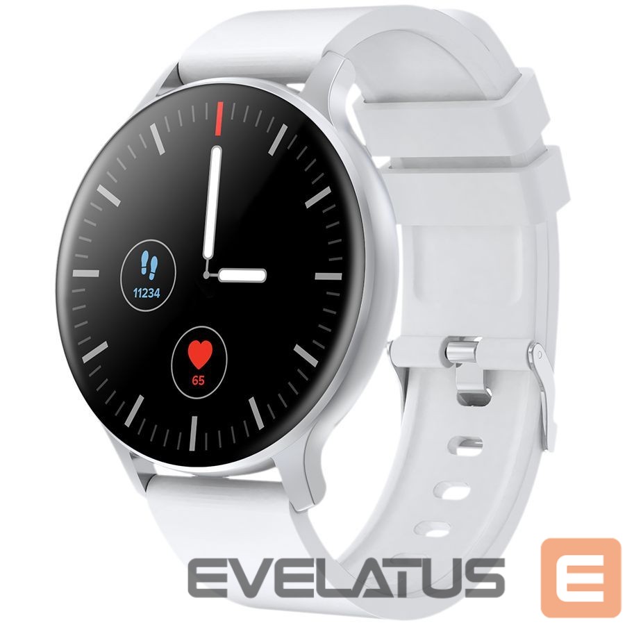 Умные часы Canyon CANYON Badian SW-68, Smartwatch, Realtek 8762CK, 1.28''TFT 240x240px; RAM : 160KB, Lithium-ion polymer battery, 3.7V 190mAh Include, Silver Zinc alloy middle frame + plastic bottom case+ white Silicone strap + silver strap buckle, 44.9x 10.9mm, strap: 20x220mm, 50.64g