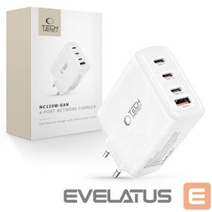 Другие товары Tech-Protect  Tech-Protect NC120W-GAN 4-Port 120W Wall Charger - White 