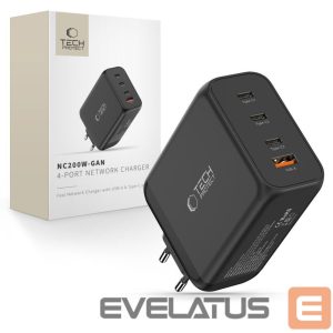 Другие товары Tech-Protect  Tech-Protect NC200W-GaN 4-Port 200W Wall Charger - Black 