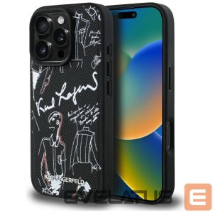 Другие товары Karl Lagerfeld  Karl Lagerfeld Grained Pattern & Logo MagSafe Case for iPhone 16 Pro Max - Black 