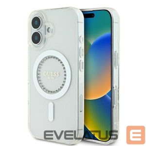 Другие товары Guess  Guess IML Rhinestones MagSafe Case for iPhone 16 - White 