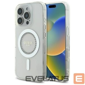 Другие товары Guess  Guess IML Rhinestones MagSafe Case for iPhone 16 Pro Max - White 