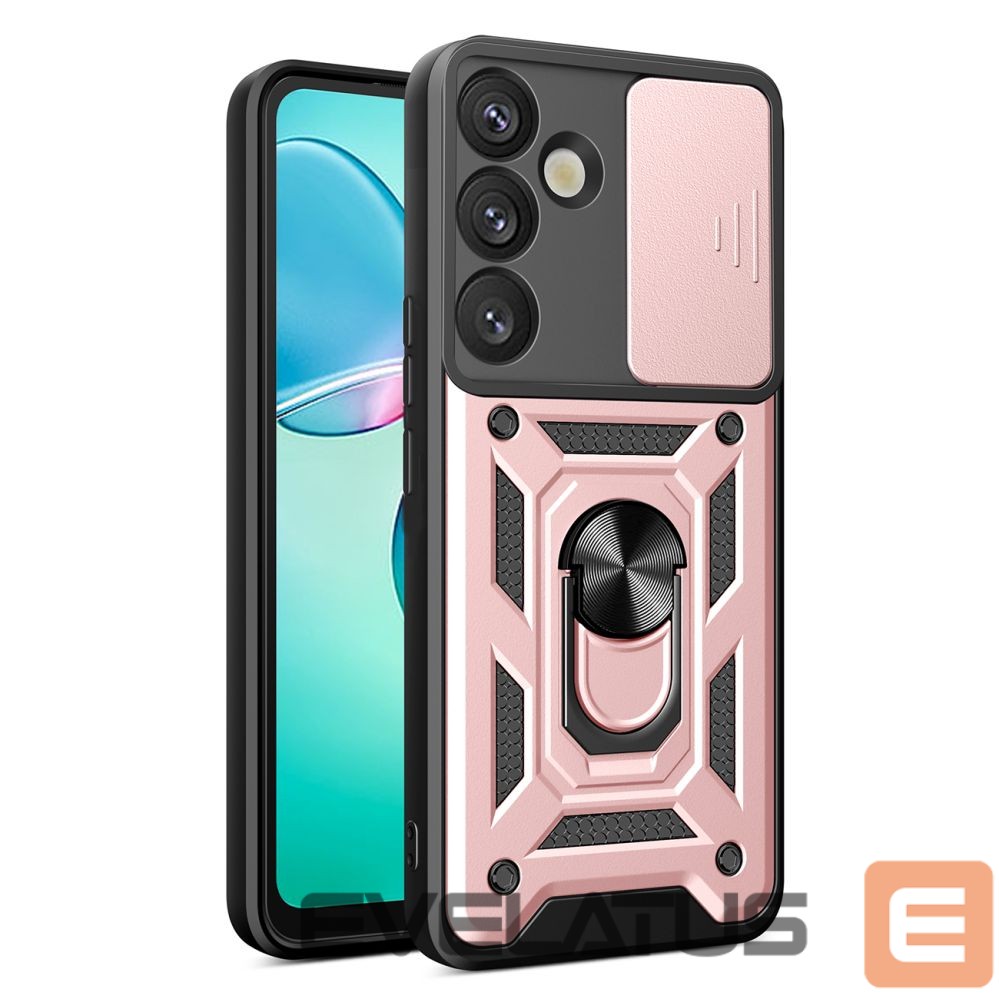Другие товары Hurtel Hybrid Armor Camshield with Camera Cover and Metal Ring for Samsung Galaxy S25+ - Pink