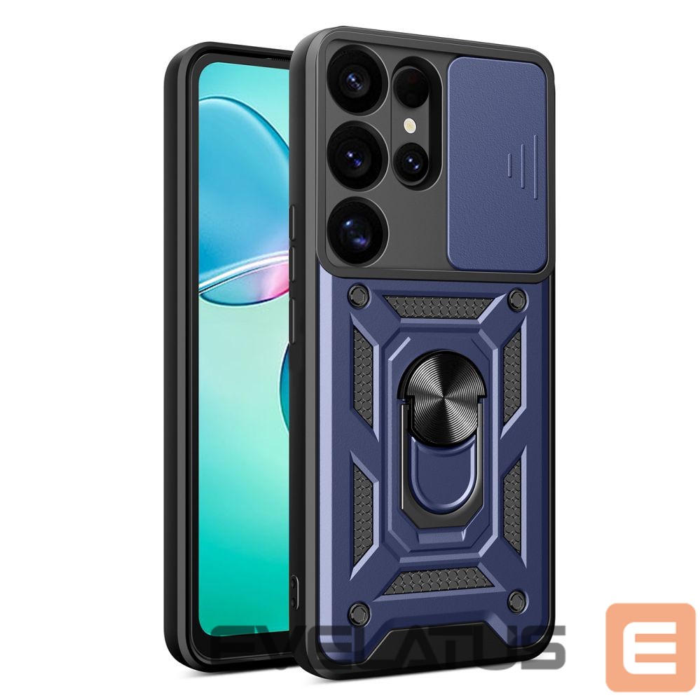 Другие товары Hurtel Hybrid Armor Camshield with Camera Cover and Metal Ring for Samsung Galaxy S25 Ultra - Blue