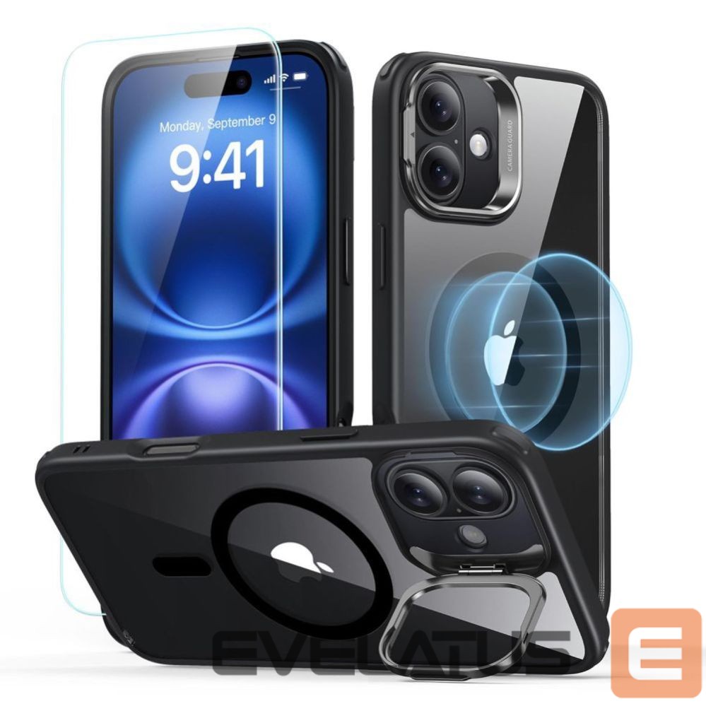 Другие товары ESR ESR Classic Hybrid Kickstand Halolock MagSafe iPhone 16 Plus + Tempered Glass Screen Protector - Black