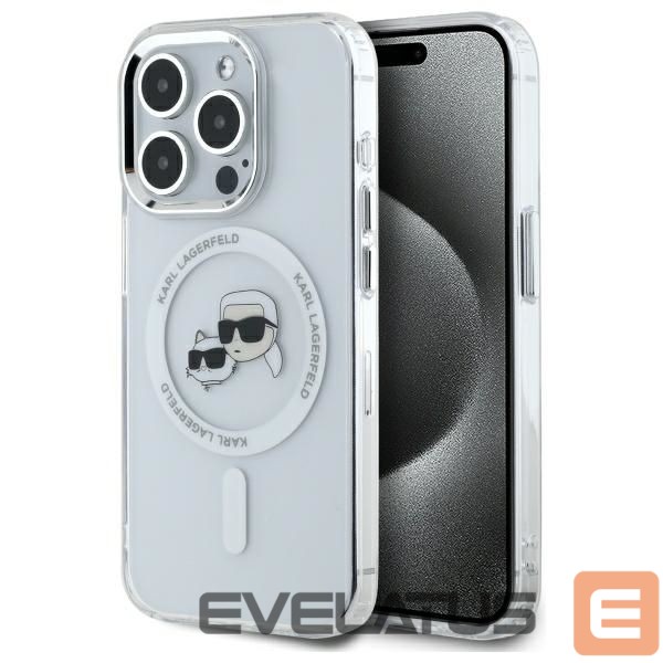 Другие товары Karl Lagerfeld Karl Lagerfeld IML Metal Karl&Choupette Head MagSafe iPhone 15 Pro Case - White