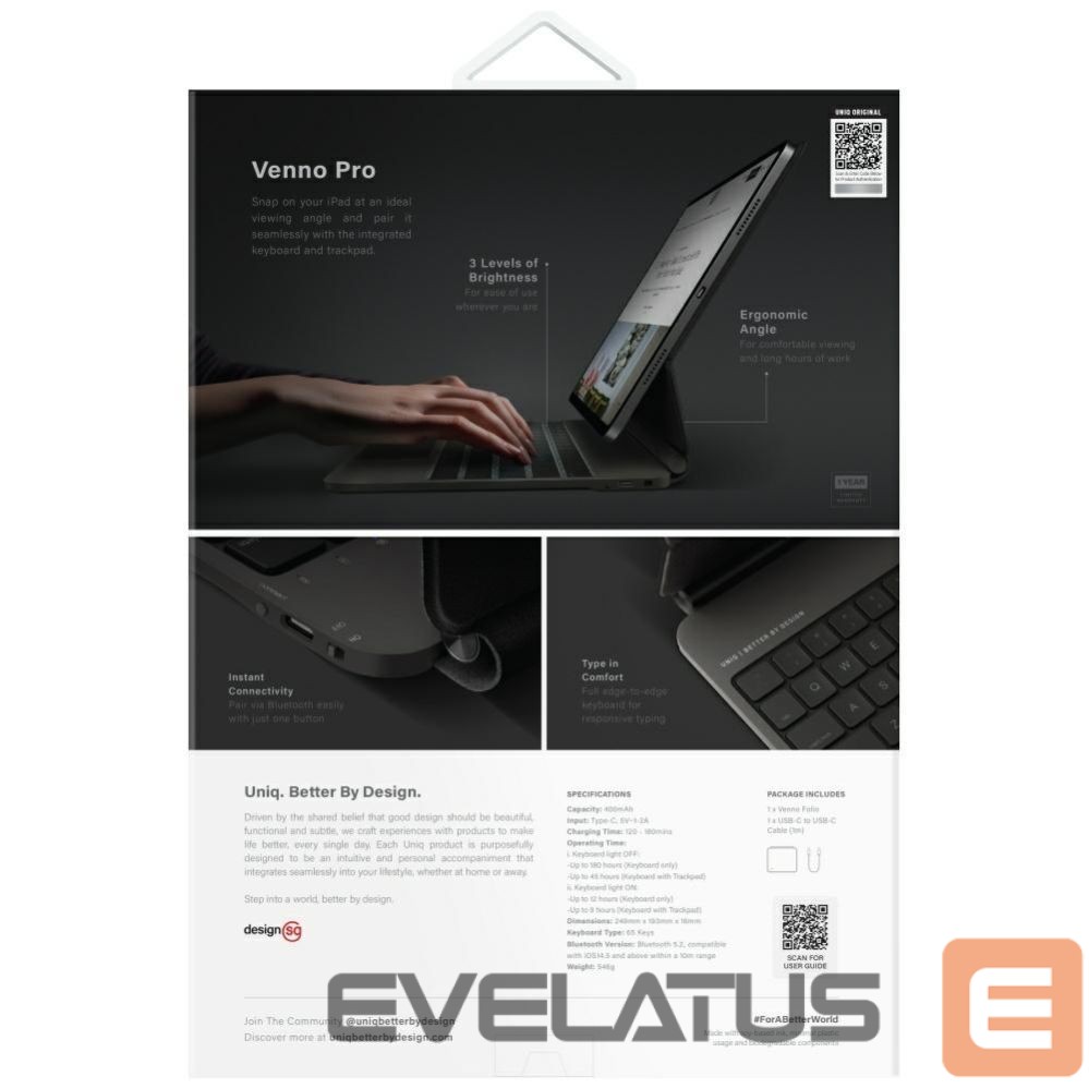 Другие товары UNIQ Uniq Venno Pro Magnetic Smart Case with Keyboard for iPad Pro 11" (2024/2025) - Black