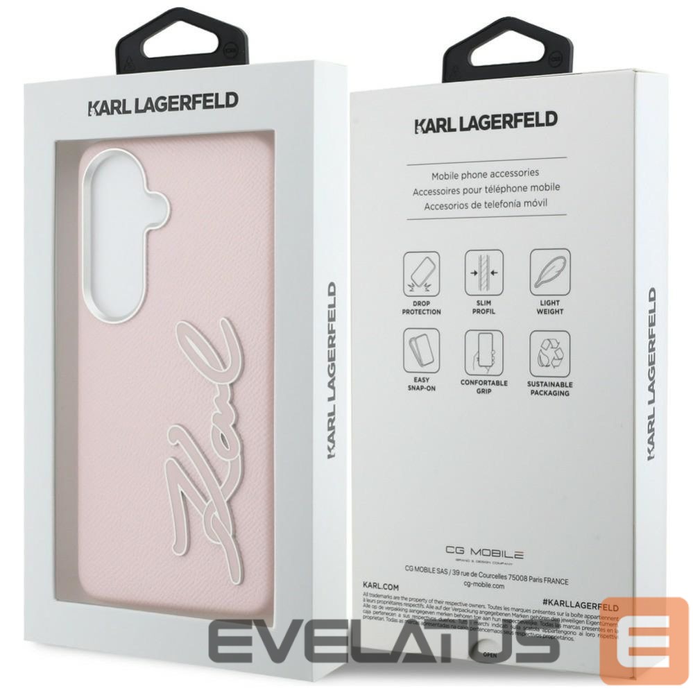 Другие товары Karl Lagerfeld Karl Lagerfeld Grained Signature Metal Resin Logo Case for Samsung Galaxy S26 - Pink