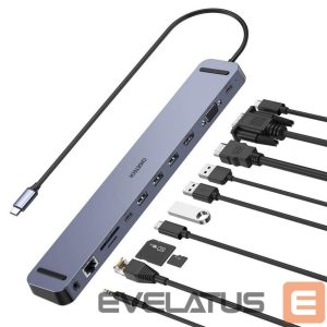 Кабель Choetech  Choetech docking station multifunctional adapter HUB USB Typ C 11in1 100W PD gray (HUB-M20) 