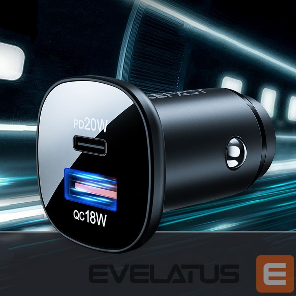 Адаптер Acefast Acefast car charger 38W USB Type C / USB, PPS, Power Delivery, Quick Charge 3.0, AFC, FCP black (B1 black)