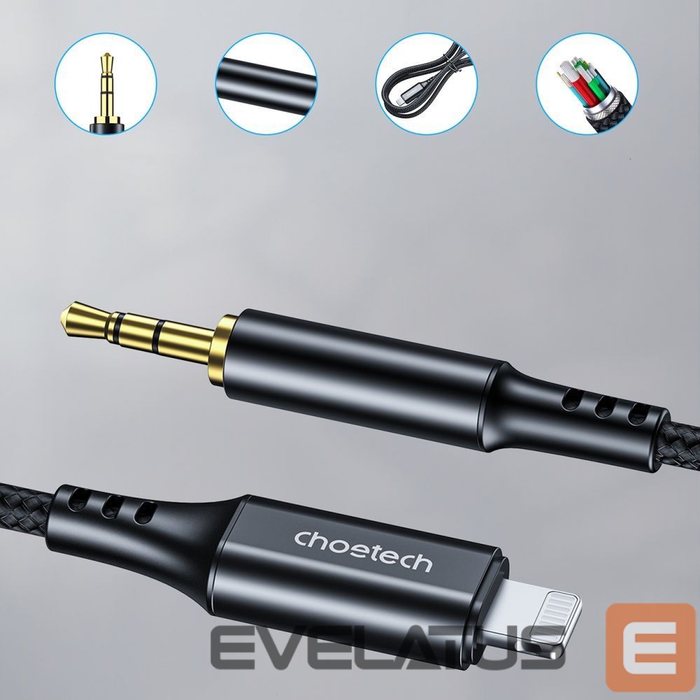 Кабель Choetech Choetech AUX007 Lighting / mini jack 3.5mm cable 1 m - black