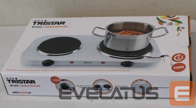 Электрическая печь Tristar SALE OUT. Free standing table hob | KP-6245 | Number of burners/cooking zones 2 | Rotary | White | DAMAGED PACKAGING | Electric