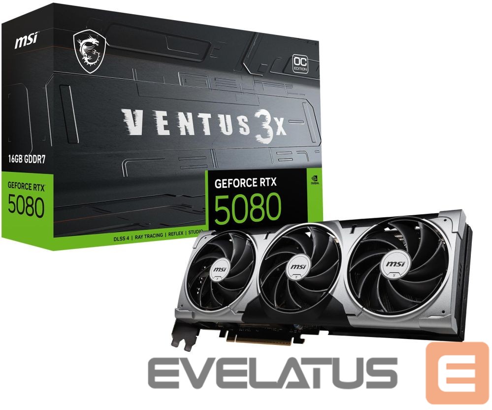 Графическая карта / Видеокарты MSI Graphics Card||NVIDIA GeForce RTX 5080|16 GB|GDDR7|256 bit|PCIE 5.0 16x|Dual Slot Fansink|1xHDMI|3xDisplayPort|RTX508016GVENTUS3XOC
