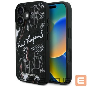 Другие товары Karl Lagerfeld  Karl Lagerfeld Grained Pattern & Logo MagSafe Case for iPhone 16 - Black 