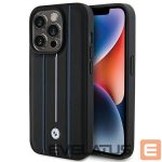 Другие товары BMW  BMW Leather Stamp Blue Line Case for iPhone 15 Pro Max - Black 