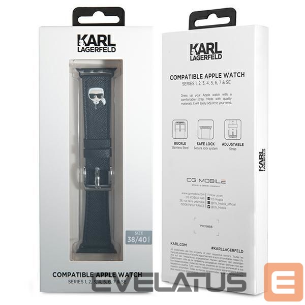 Другие товары Karl Lagerfeld Karl Lagerfeld Ikonik Saffiano Karl Heads Strap for Apple Watch (38 / 40 / 41 mm) - Black