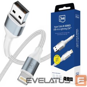 Другие товары 3MK  3mk Hyper Cable N-SERIES USB-A / Lightning 1m QC 3.0 5V/2.4A 12W - white 
