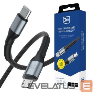 Другие товары 3MK  3mk Hyper Cable N-SERIES USB-C / MicroUSB 3m QC 3.0 5V/2A 10W - black 
