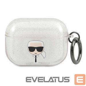 Чехол на заднюю панель Karl Lagerfeld  Karl Lagerfeld KLAPUKHGS AirPods Pro cover srebrny/silver Glitter Karl`s Head 