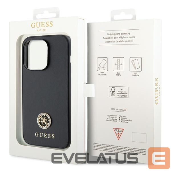 Чехол на заднюю панель Guess Guess GUHCP15LPS4DGPK iPhone 15 Pro 6.1" black/black hardcase Strass Metal Logo