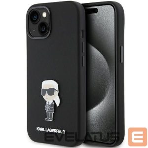 Чехол на заднюю панель Karl Lagerfeld  Karl Lagerfeld Silicone Ikonik Metal Pin case for iPhone 15 Plus / 14 Plus - black 