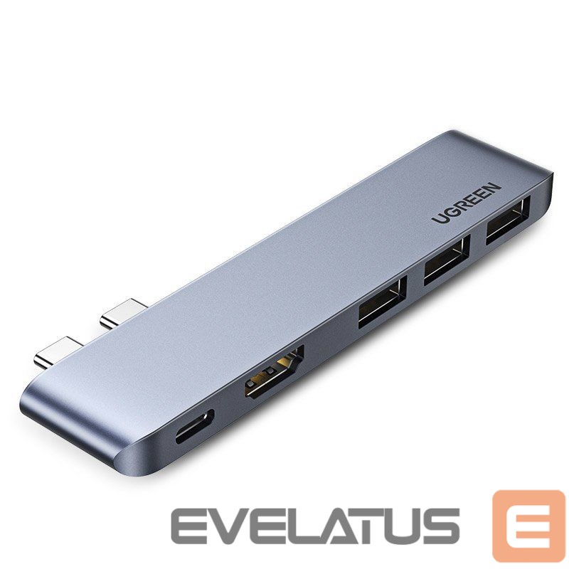 Адаптер Ugreen HUB Ugreen 60559 2x USB-C / USB-C PD (Thunderbolt 3, 100W, 4K 60 Hz, 10 Gbps) / HDMI 4K 30 Hz / 3x USB 3.0 for MacBook Pro / Air - Gray