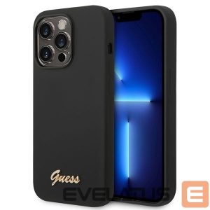 Чехол на заднюю панель Guess  Guess Silicone Vintage Gold Logo iPhone 14 Pro Case - Black 