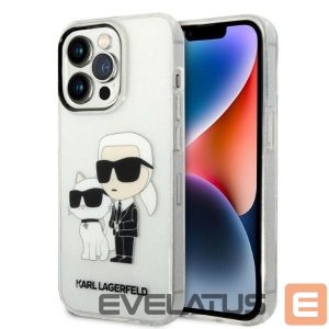Чехол на заднюю панель Karl Lagerfeld  Karl Lagerfeld Glitter Karl&Choupette case for iPhone 14 Pro - transparent 