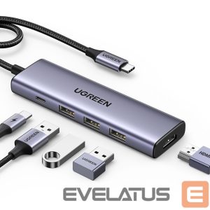 Кабель Ugreen  HUB Ugreen CM511 15597 5in1 USB-C - USB-C PD / HDMI / 3x USB-A 3.0 - gray 