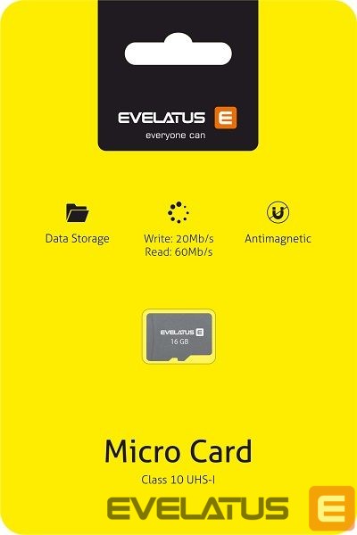 Карты памяти Evelatus Universal Micro Card SD 16GB 3.0 EMC01 W:20mb/s; R:60mb/s