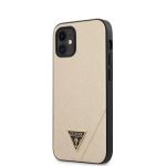Чехол на заднюю панель Guess  iPhone 12 mini 5.4'' Saffiano V Stitch Cover Gold