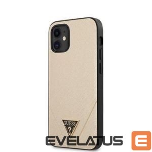 Чехол на заднюю панель Guess  iPhone 12 mini 5.4'' Saffiano V Stitch Cover Gold