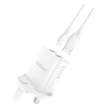 Адаптер Dudao  Wall charger UK plug (United Kingdom) 2xUSB-A 2.4A white + USB-A cable - Lightning White