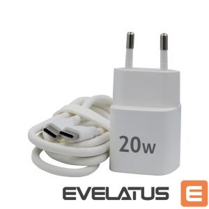 Адаптер Evelatus  FusionChage Wall Charger Bundle 20W Power Adapter - 60W USB-C to USB-C Silicone Cable White