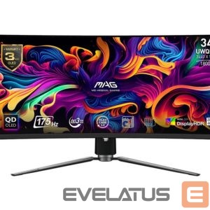 Монитор MSI  LCD Monitor||34"|Curved/21 : 9|Panel QD-OLED|3440x1440|21:9|175Hz|Matte|0.03 ms|Swivel|Height adjustable|Tilt|Colour Black|MAG341CQPQD-OLED 