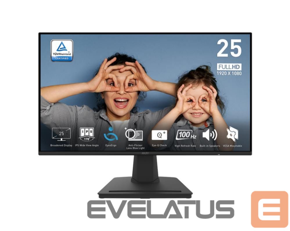 Монитор MSI LCD Monitor||PRO MP252|24.5"|Panel IPS|1920x1080|16:9|100Hz|Matte|1 ms|Speakers|Tilt|Colour Black|PROMP252